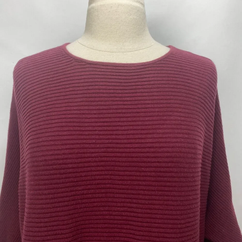 Nyland Women Rib Knit Sweater Tunic Top Small Oversized Lagenlook Dolman Sleeves
